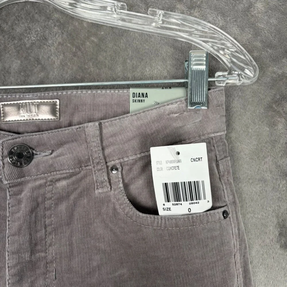 KUT From The Kloth Diana Skinny Pants Women’s 0 Concrete Gray Corduroy High Rise - Picture 8 of 8